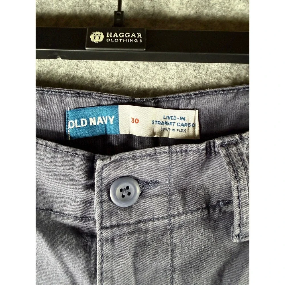 Old Navy Mens Lived-In Straight Cargo Shorts Gray Blue Built In Flex Size 30